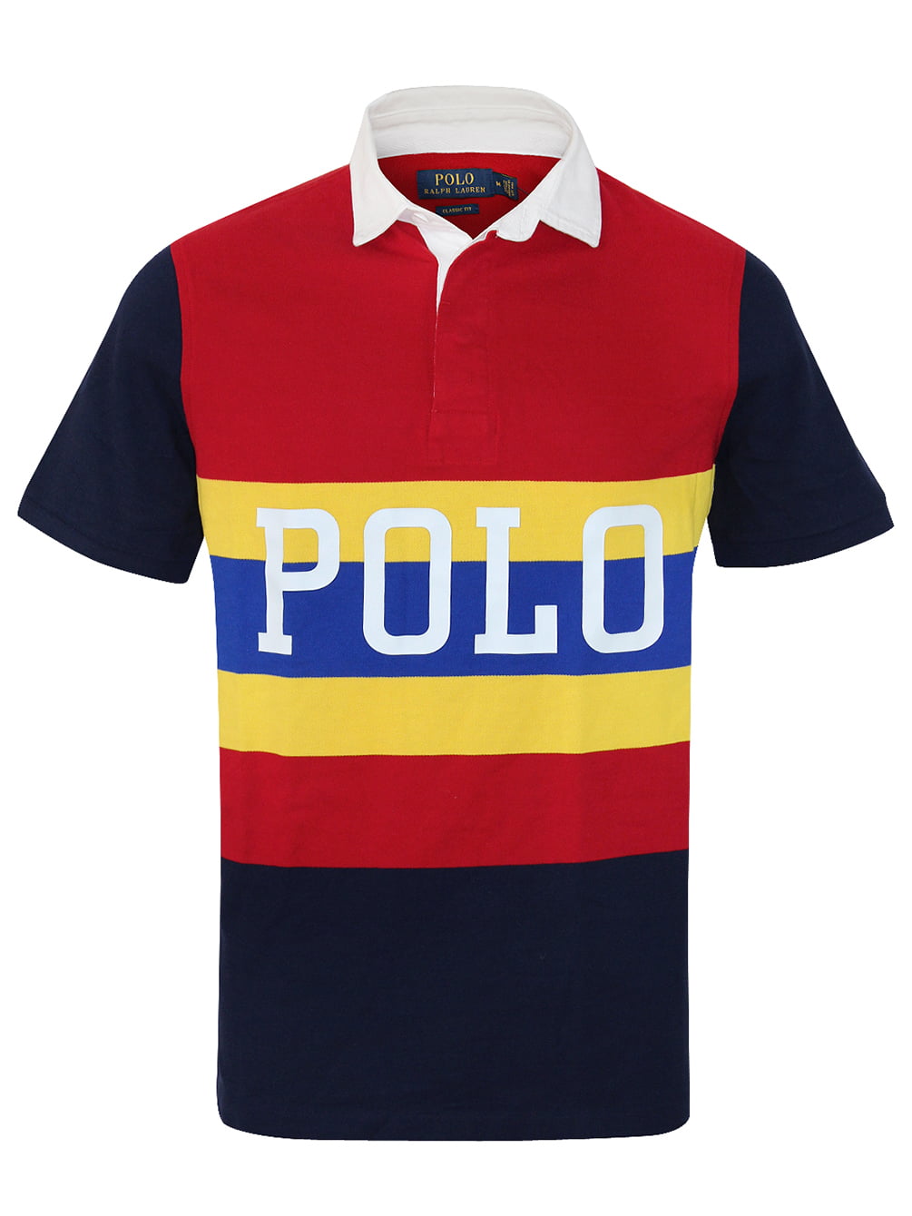 Polo Ralph Lauren Mens Classic Fit Graphic Panel Cotton Polo Shirt Red ...
