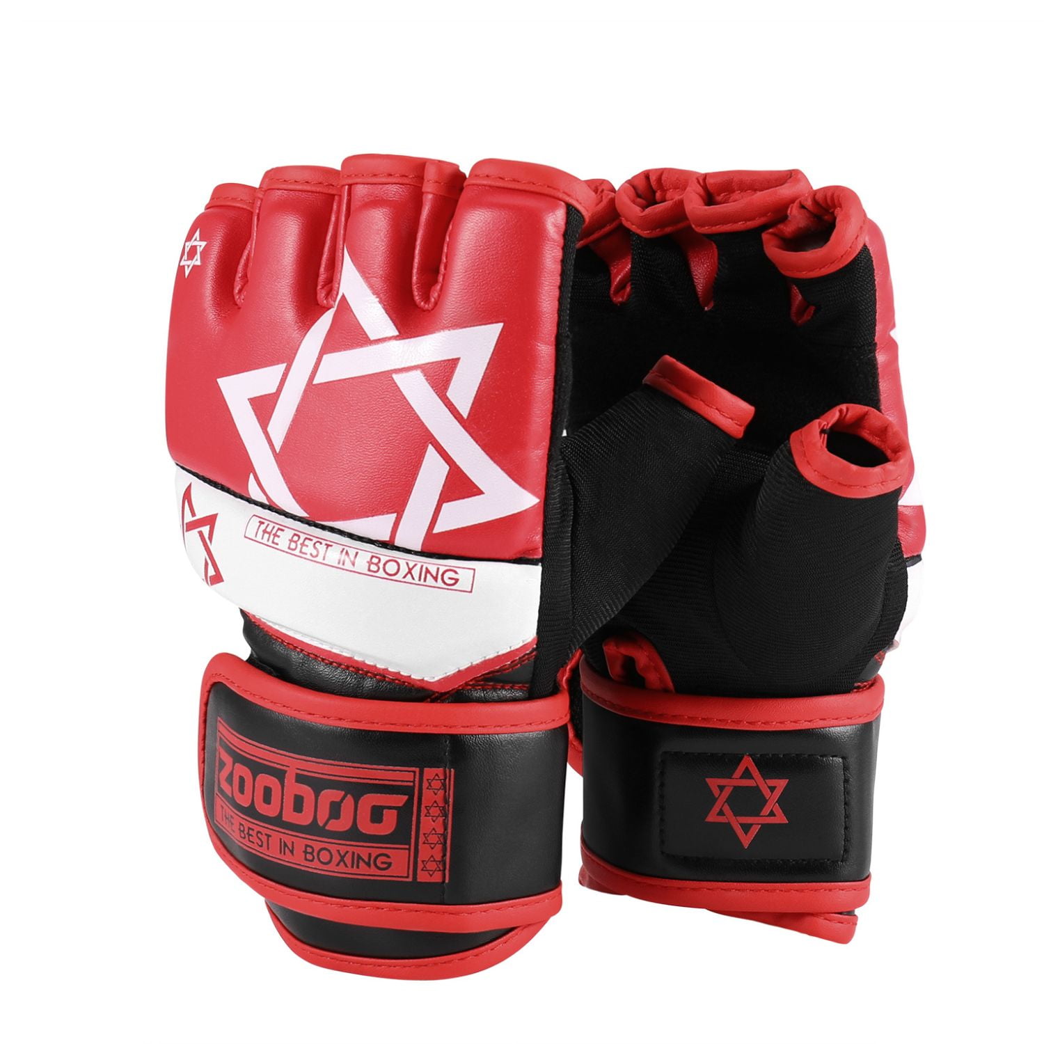 MMA Gloves UFC Grappling Kick Boxing Karate Muay Thai Training Glove Red-Blk 