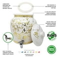 thumbnail image 2 of Premium Lead-Free Porcelain Beverage Dispenser With Matching Lid - 2.5 Gallons - With Crock Ring Protector, No-Drip Chrome Painted BPA-Free Plastic Spigot Faucet and Lid - Antique Gold Floral Pattern, 2 of 4
