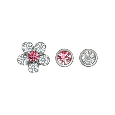Body Jewelry Women's Lead Crystal Stainless Steel Flower Nose Stud Trio