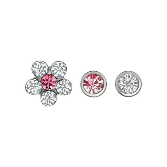 Body Jewelry Women's Lead Crystal Stainless Steel Flower Nose Stud Trio