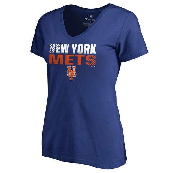 Women's Royal New York Mets Fade Out V-Neck T-Shirt