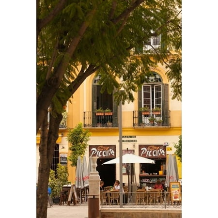 Los Patios Malaga Outdoor Cafes Plaza de la Merced Malaga Spain Canvas Art - Walter Bibikow DanitaDelimont (18 x 24) ()