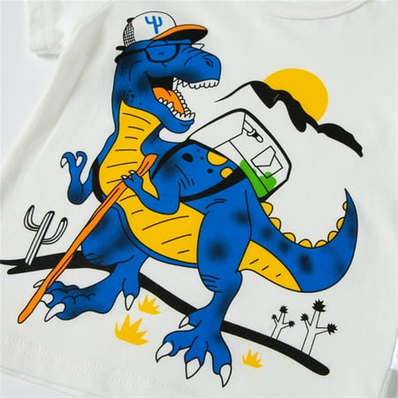 

TOWED22 Tshirt Kids Toddler Kids Baby Boys Girls Cartoon Dinosaur Short Sleeve Crewneck T Shirts Tops Tee Tops For Toddler Yellow