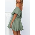 thumbnail image 4 of HOTAPEI Womens Dresses 2023 Summer Dresses Off Shoulder Lantern Sleeve Mini Dress Elastic Waist A-Line Dresses, 4 of 6