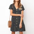 thumbnail image 1 of Pisexur Robes d'Été pour Femmes 2022 Aguichant Col en V à Volants Manches Courtes Bouton Mini Robe Florale, 1 of 6