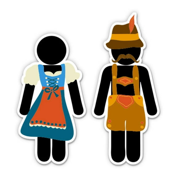 Bavarian Traditional Costumes Cute Couple - 3" Vinyl Sticker - For Car Laptop Water Bottle Phone - Waterproof Decal