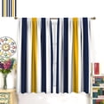 thumbnail image 4 of Striped Curtains, Navy Blue Orange White Striped Pattern Print Window Treatments, Rod Pocket Thermal Insulated Drapes 2 Panel Sets for Bedroom Living Room, 55" W X 39" L, 4 of 8