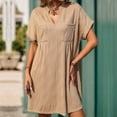 thumbnail image 2 of Summer Fashion Dresses for Women 2024 Plus Size Solid Color Loose Fitting Dress, 2 of 7