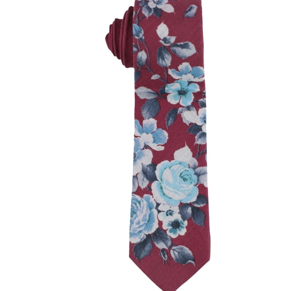 bar III Mens Para Floral Self-tied Necktie, Red, One Size