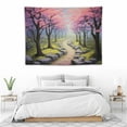 thumbnail image 3 of GOSMITH  Pink Cherry Blossom Tree Tapestry Home Decor Forest Path Natural Floral Landscape Tapestry Wall Hanging Decor for Room, 3 of 7