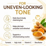 AMVital Kojic Acid Soap - Turmeric Soap for Face & Body with Hyaluronic Acid, Vitamin C, Vitamin E, Shea Butter, Castile Olive Oil (2 Pack)