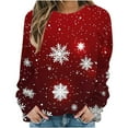thumbnail image 6 of Yteetum Christmas Sweatshirts for Women Oversized Crewneck Xmas Graphic Pullover Hoodless Sweatshirts Womens Casual Christmas Print Loose Long Sleeve Round Neck Sweatshirts Fall Clothes Clothes, 6 of 8