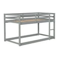 thumbnail image 5 of Euroco Twin over Twin Floor Bunk Beds with Ladder and Guardrail for Kids Teens, Gray, 5 of 10