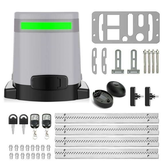 Blütezeit 1400lb Sliding Gate Opener, Solar Power | WiFi Control | Battery Backup, Rack-Drive Automatic Slide Gate Motor with IR Sensor Remote Complete Kits (Solar Panel NOT Included)