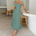 thumbnail image 6 of BSDJILFG Summer Dresses for Women Tie Front Boho Smocked Dress Spaghetti Strap Flowy Tiered Bodycon Swing A-Line Midi Length Sundresses, 6 of 9