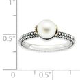thumbnail image 5 of 7.0-7.5mm White Freshwater Cultured Pearl Sterling Silver and 14kt Gold Ring, 5 of 8