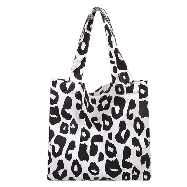 Bolso de mano grande con estampado de leopardo y lona para mujer a la moda (negro) Likrtyny Para estrenar