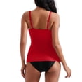 thumbnail image 4 of Womens Tankini Push Up Tummy Control Swimsuit Knot Front Bathing Suit Red M, 4 of 6
