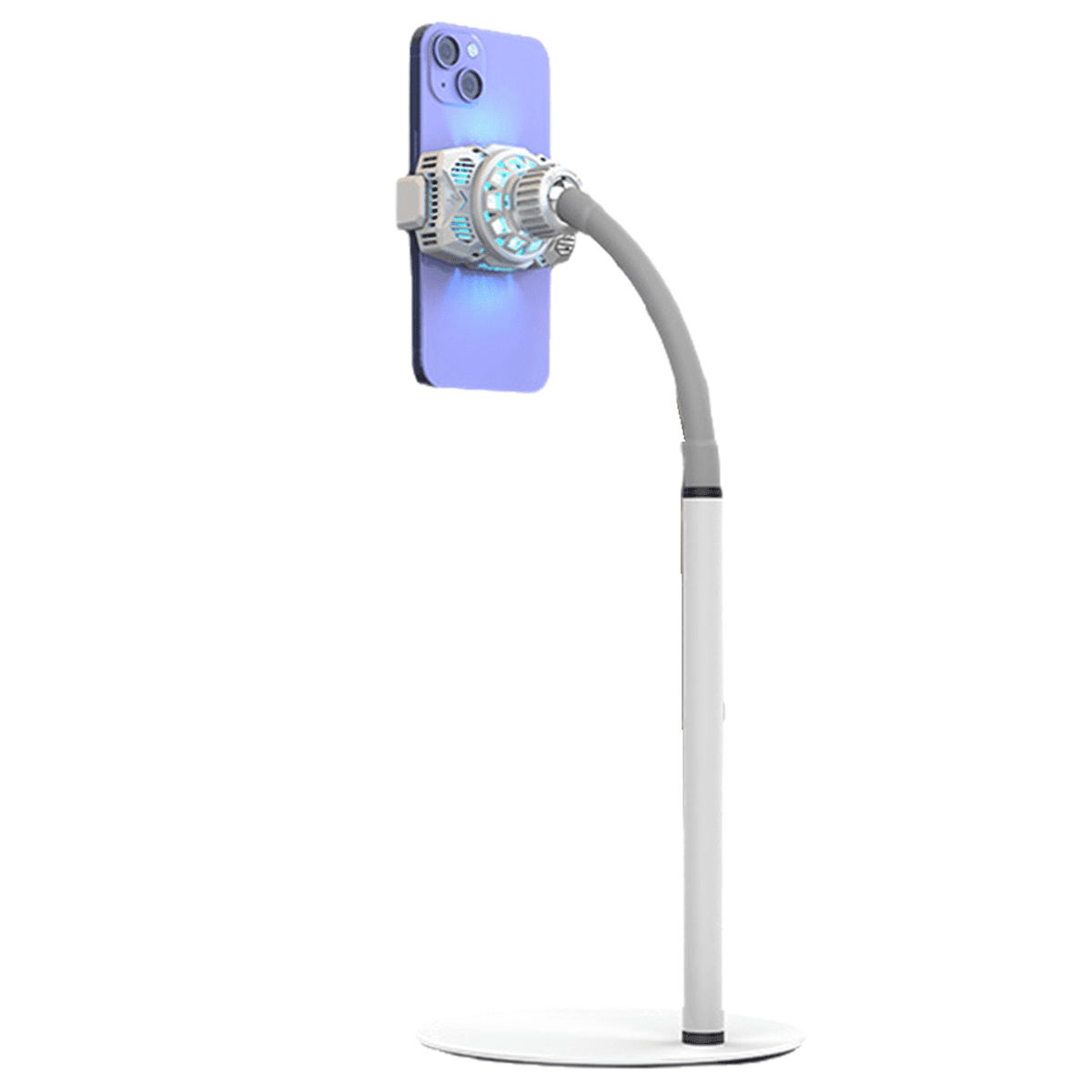 Semiconductor Mobile Phone Heat Dissipation Live Desktop Stand Ultra-Quiet Game Vibrato Lazy Radiator,1 x Radiator 1 x Stand 1 x Charging Cable,White