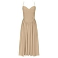 thumbnail image 4 of Women's 2025 Summer Spaghetti Strap Maxi Dress V Neck Solid Color A Line Beach Long Dress Slim Fit Sundress, 4 of 7