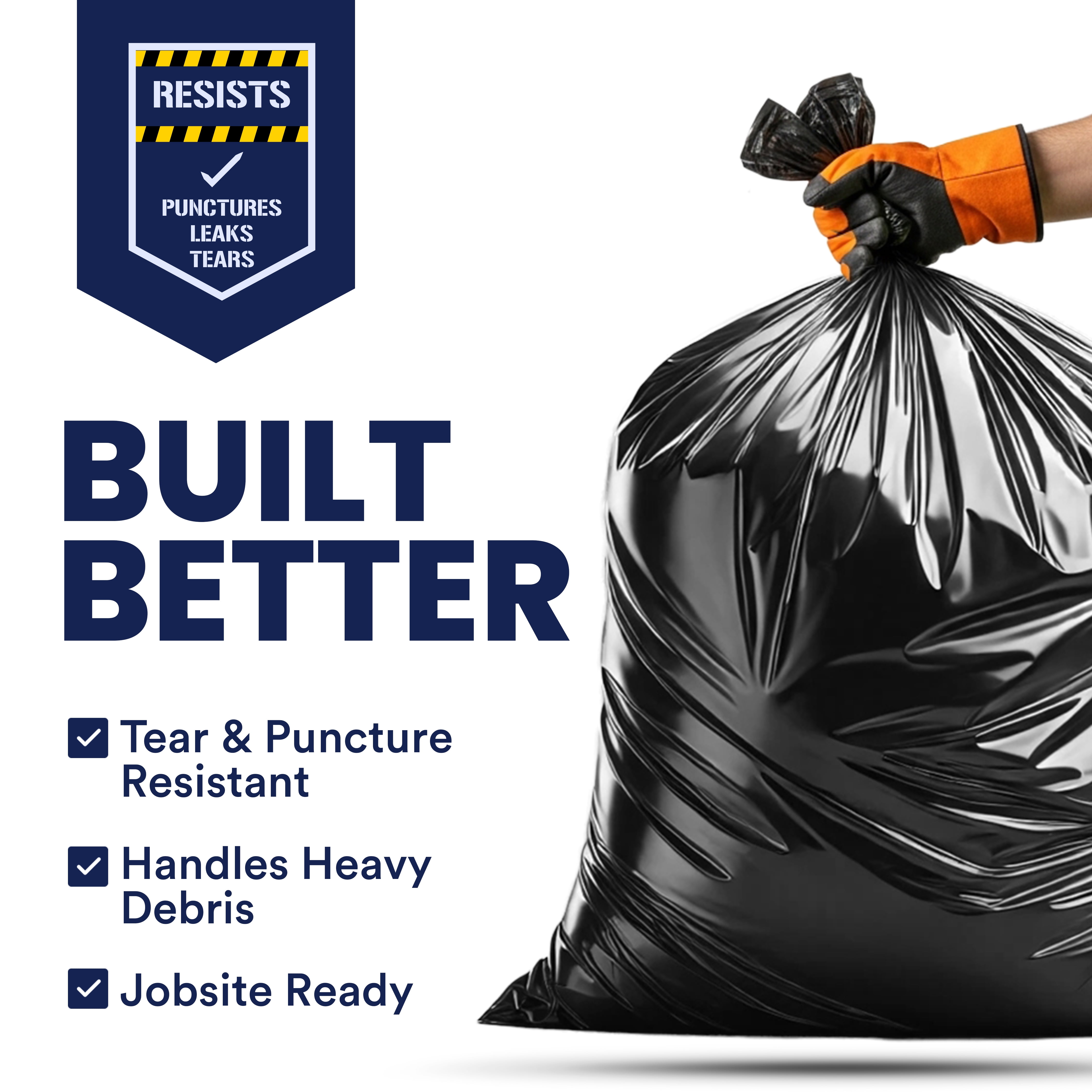 Plasticplace Contractor Garbage Bags: 55 Gallon Trash Bags Heavy Duty, Big Black Trash Bags, 36"x58", 6.0 Mil, Pack of 20