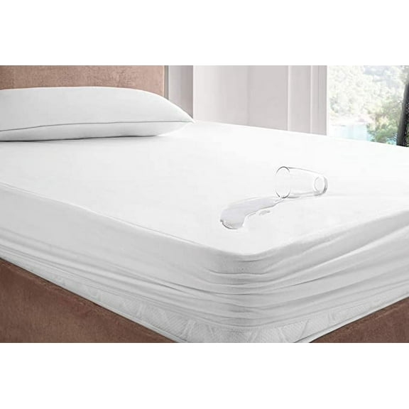 YATAS BEDDING waterproof mattress protector Twin Size, Fitted deep pocket 15'', Vinyl free mattress protector, noiseless soft and long lasting, machine washable up to 90 degress, White