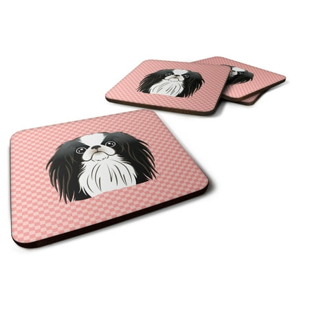 

Carolines Treasures BB1230FC Checkerboard Pink Japanese Chin Foam Coaster Set of 4 3 1/2 x 3 1/2 multicolor