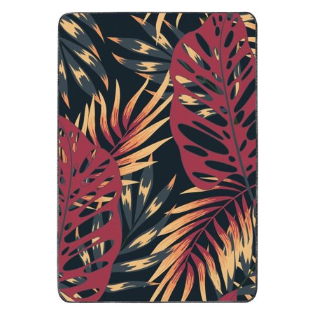Non-Slip Reusable Potty Pads Tropical Design Washable Leakproof Training Mat with Locking Bottom for Crate Liner Use (Hawaiian plant patterns 24 x35 )