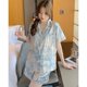 thumbnail image 1 of Conjunto 2 Piezas Mujer Primavera Verano Pijama Manga Corta para Mujer Seda Moda Ropa de Dormir Estampado Flores Pájaro Sexy Satén Conjunto Pijama, 1 of 4