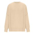 thumbnail image 3 of Brown Womens Sweatshirt Women's Round Neck Batwing Sleeve Oversized Side Slit Ribbed Pullover Sweater Top Fall Clothes for Women, 3 of 5