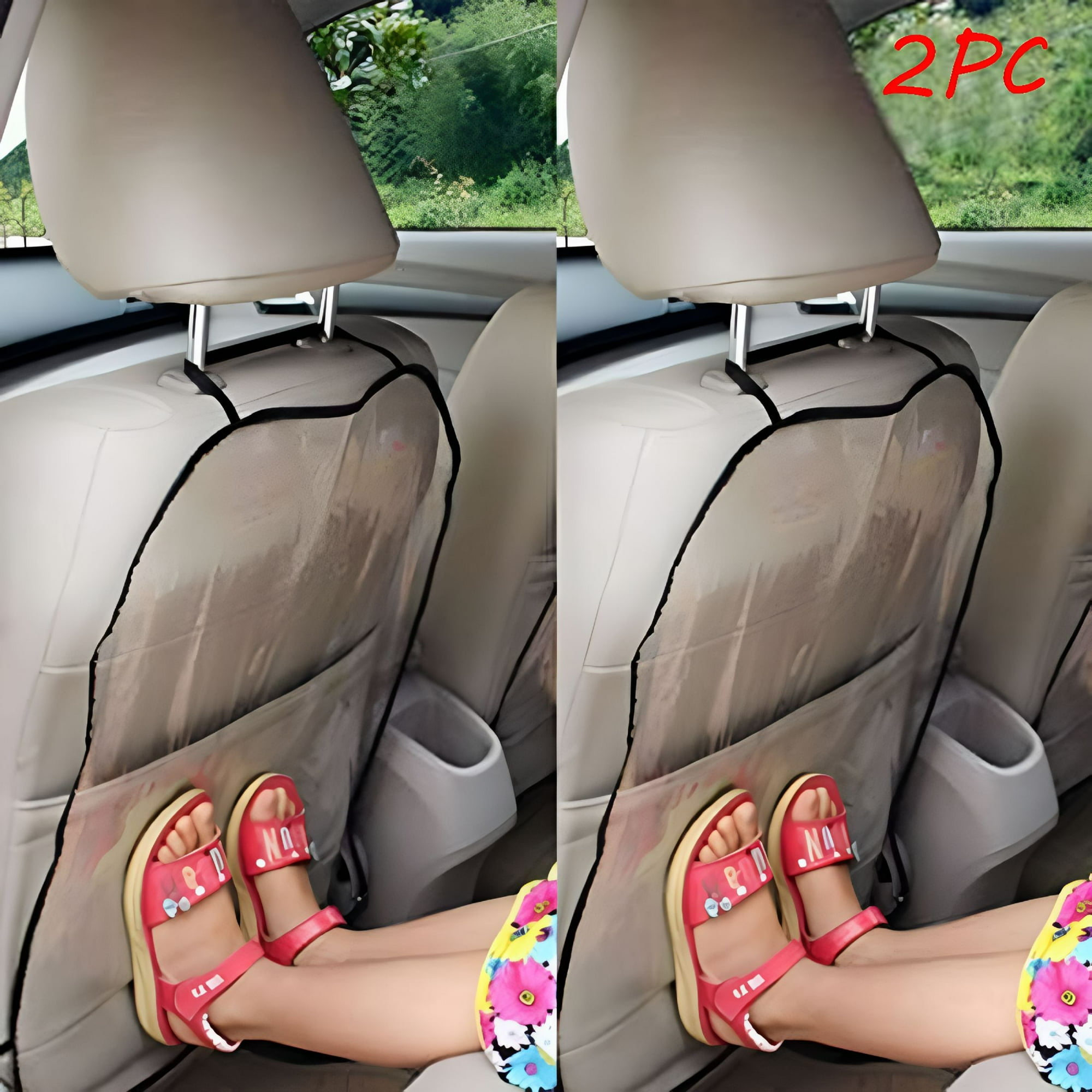 MELIVO 2PCS Car Seat Protector For Child Car Seat Non-Waterproof Seat Protector Under Baby Car Seat Lightweight Portable Transparent Carseat Seat Protectors For Leather Seats With String