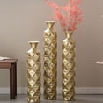 thumbnail image 2 of YIQMI Gold Triangle 3D Floor Vase Set of 3 Metal Tall Decorative Vases 33/29/25 in for Pampas Grass, Dried Flowers, 2 of 10