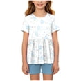 thumbnail image 1 of felwors Toddler Girls Summer Sleeveless Ruffle Top Elastic Shorts Set Kids Short Set 2-8 (White, 11-12 Years), 1 of 7