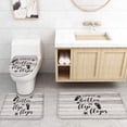 thumbnail image 4 of FMSHPON Slippers 4 Piece Bathroom Set Shower Curtain Bath Rug Contour Mat and Toilet Lid Cover, 4 of 8