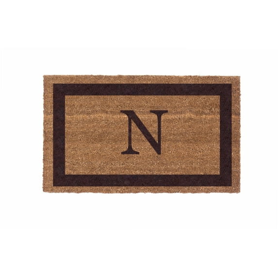 CocoMatsNMore Monogram (F) Vinyl Backed Brown Single Border Doormats 38" x 60"