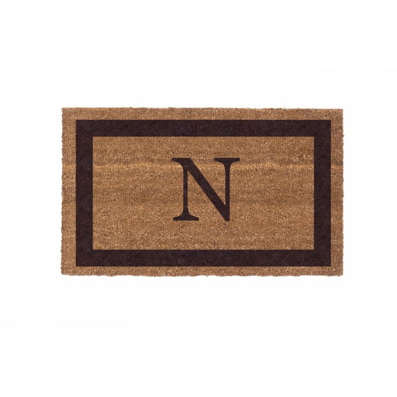 CocoMatsNMore Monogram (K) Vinyl Backed Brown Single Border Doormats 18" x 30"