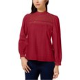thumbnail image 1 of Kensie Womens Embroidered Knit Blouse, Red, Small, 1 of 1