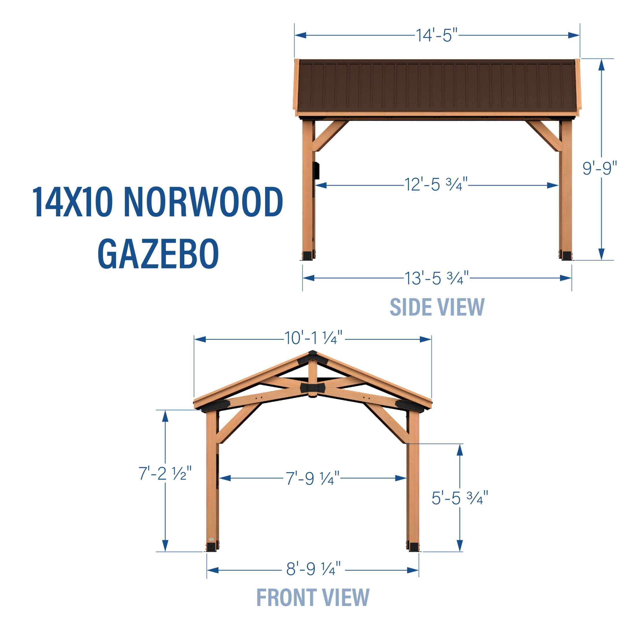 Backyard Discovery Norwood 14' x 10' Cedar Wood Gazebo, Galvanized Steel Roof, PowerPort