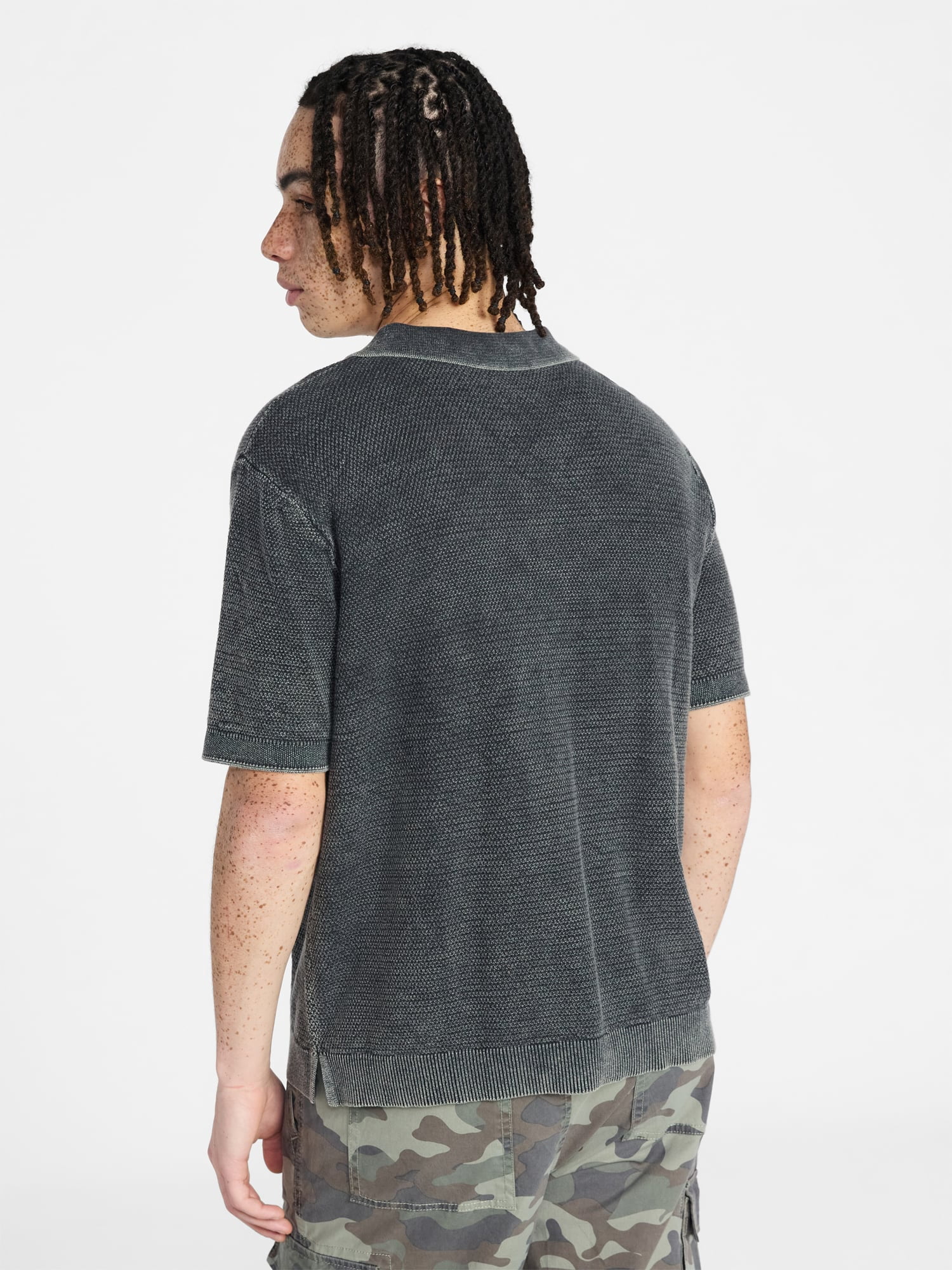 No Boundaries Mesh Polo Sweater with Short Sleeves, Men's XS-3XL