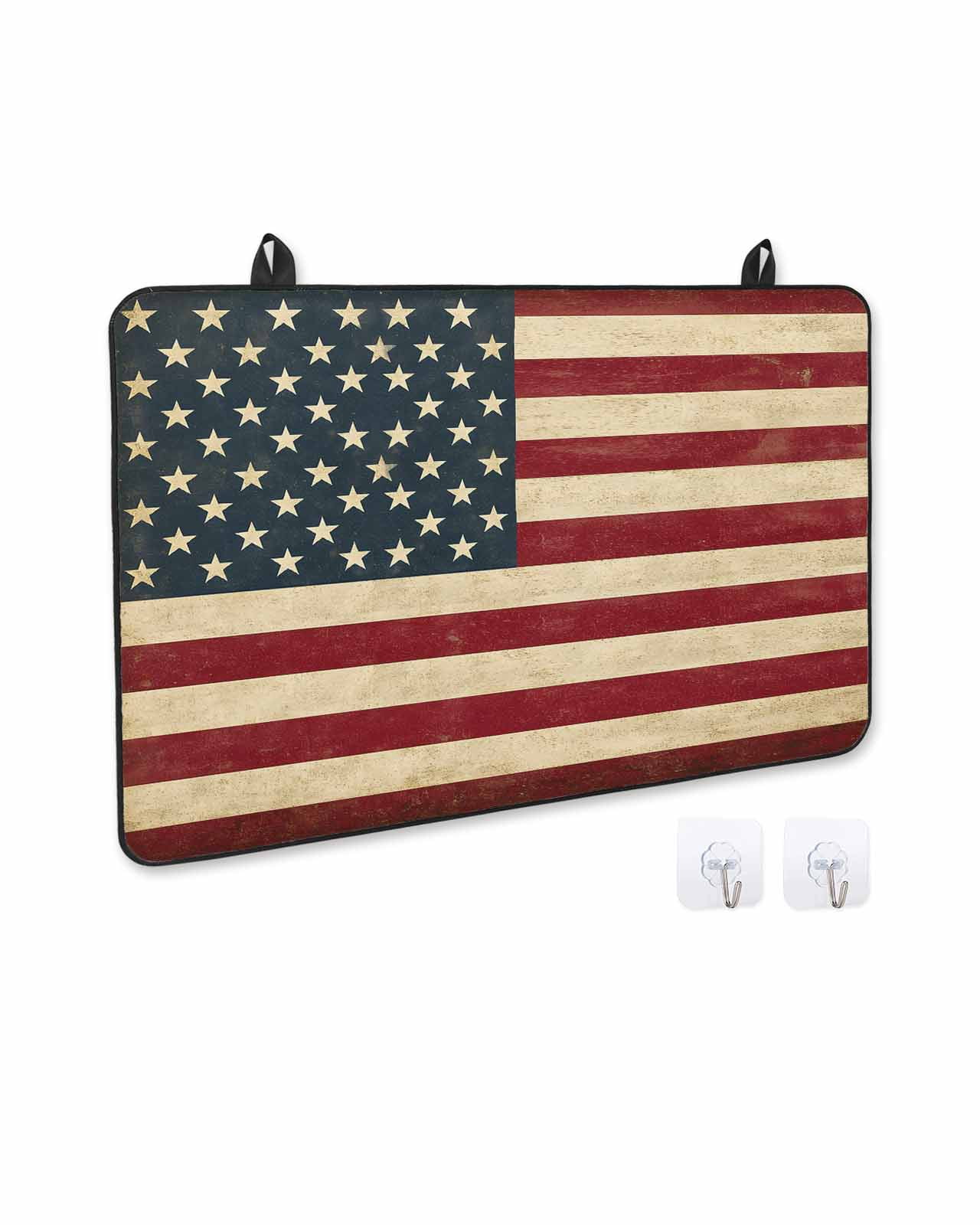 nqOlkjepod Large Induction Cooktop Protector Mat 28.5"x20.5", American Flag Stove Top Covers for Electric Stove, Vintage Red BlueUSA Flag Decorative Stove Burner Cover Mats, Glass Top Stove Cover
