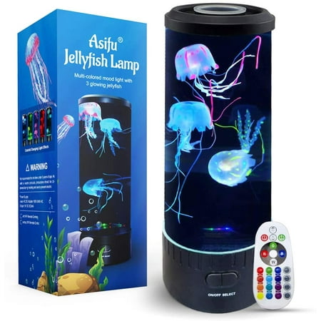 

Asifu Large LED Jellyfish Lamp with 3 Life-like Swimming Jellyfish 20 Color Changing Quiet Aquarium Mood Relax Night Light Fish Tank - Birthday Gift Home Decoration