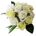 thumbnail image 4 of Ramo de rosas artificiales de 12 cabezas, paquete de flores de simulación, decoración del hogar, adorno de flores falsas para bodas, blanco verde Eigraketly HA7941-01B, 4 of 6