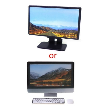 

GRJIRAC 1:12 Scale Dollhouse Miniature Flat Screen TV Television With Picture Doll House