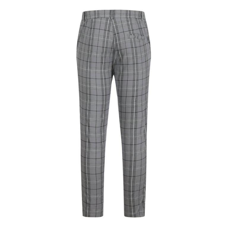 Xysaqa Men's Slim Fit Dress Pants Fashion Plaid Skinny Long Pants Casual  Checkered Business Pant for Men 