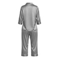 thumbnail image 6 of Lolmot 2 Piece Capri Pajamas for Women Casual Satin Button Down Pjs Long Sleeve Shirts with Capris Lightweight Comfy Lounge Set, 6 of 8