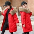 thumbnail image 3 of XXWXYD Girls Thick Winter Coat with Fu𝗋ry Collar Hood Big Kids Solid Color Zipper Button Jacket Windproof Warm, 3 of 8