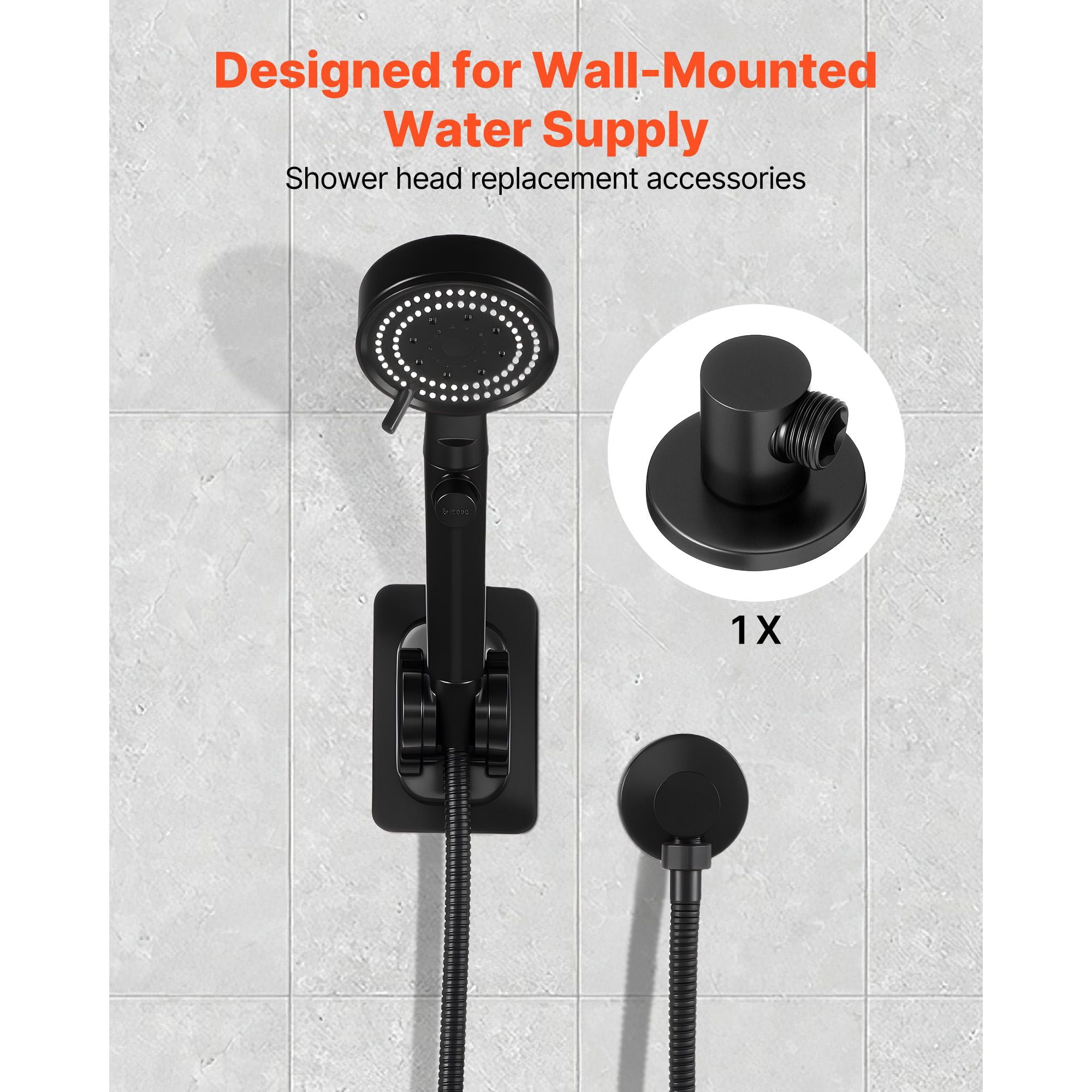 1/2 Inch Brass Wall Supply Elbow, NPT Inlet IPS Outlet Shower Hose Connector, Matte Black Corrosion Resistant for Bathroom Shower Fixture