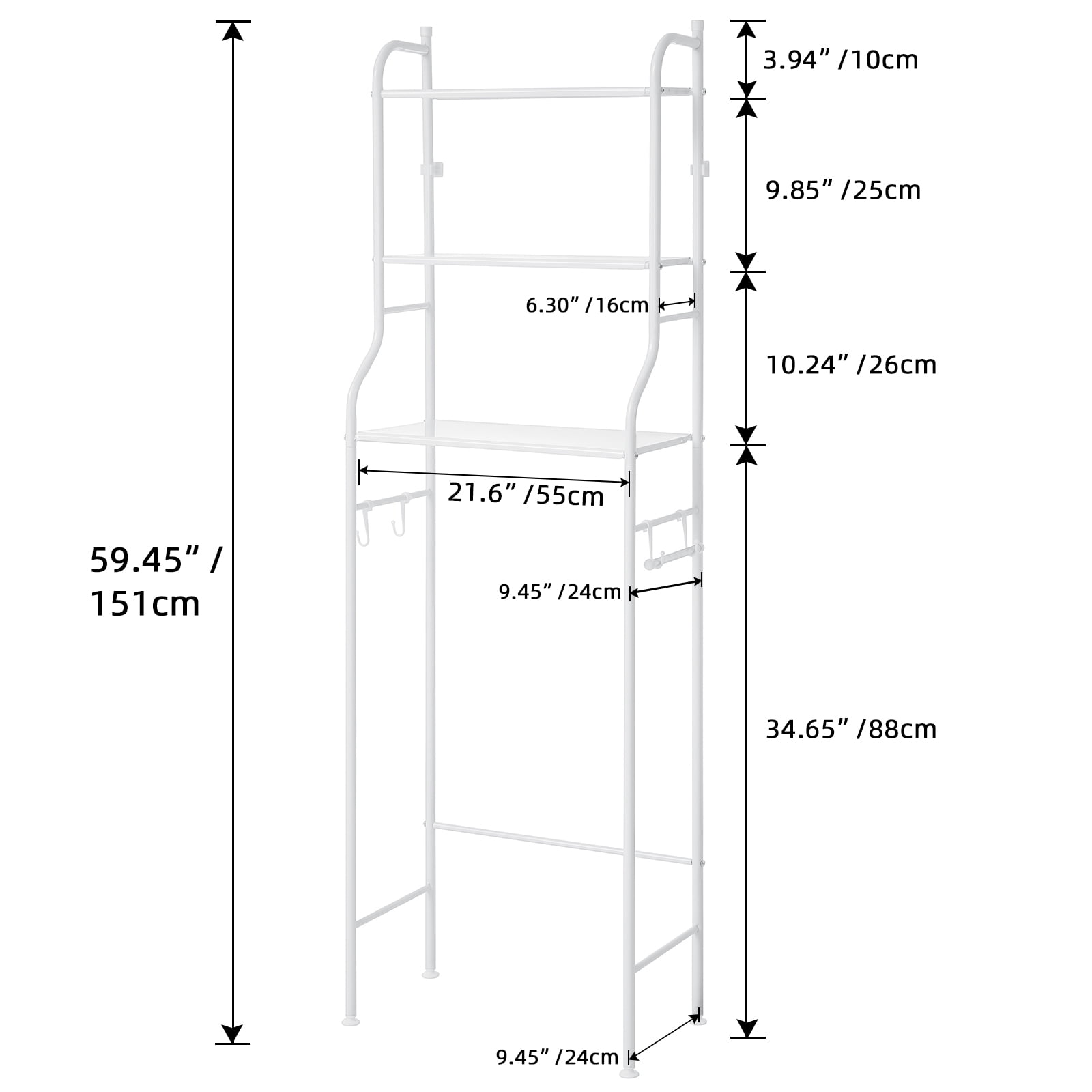 "HONEIER 3Tier Over The Toilet Storage, Bathroom Organizer, Space Saver, Freestanding Shelves, 22""W(图5)