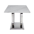 thumbnail image 6 of 69.30 Inch Rectangular Dining Table, Modern Simple MDF Faux Marble Tabletop, Stainless Steel Mirror Surface In Silver Color, Suitable For 4-6 People, White Marble Pattern, Silver Mirror, 6 of 12